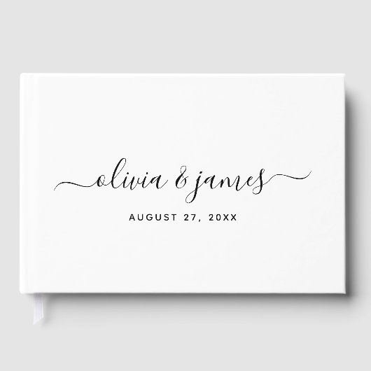 Simple Elegant Calligraphy Script Wedding Gastenboek (Voorkant)