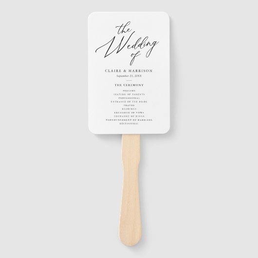 Simple Elegant Calligraphy Wedding Programme Handwaaier (Voorkant)