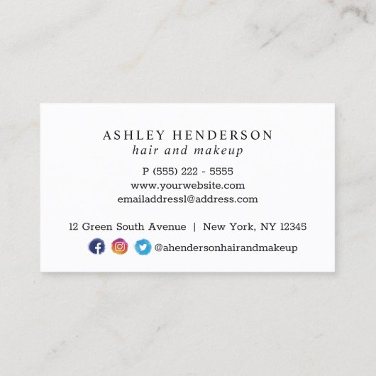 Simple Elegant Champagne Sparkly Hair Visitekaartje (Achterkant)