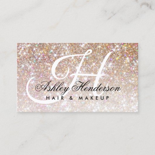 Simple Elegant Champagne Sparkly Hair Visitekaartje (Voorkant)