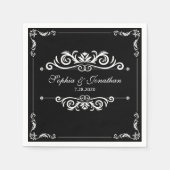 SImple Elegant  Chic Black & White Wedding Servet (Voorkant)