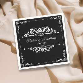 SImple Elegant Chic Black & White Wedding Servet