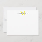 SImple Elegant Chic Girly Script Monogram Geel Notitiekaartje (Voorkant)