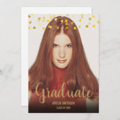 Simple Elegant Chic Gold Hearts Photo Afstuderen Kaart (Voorkant / Achterkant)