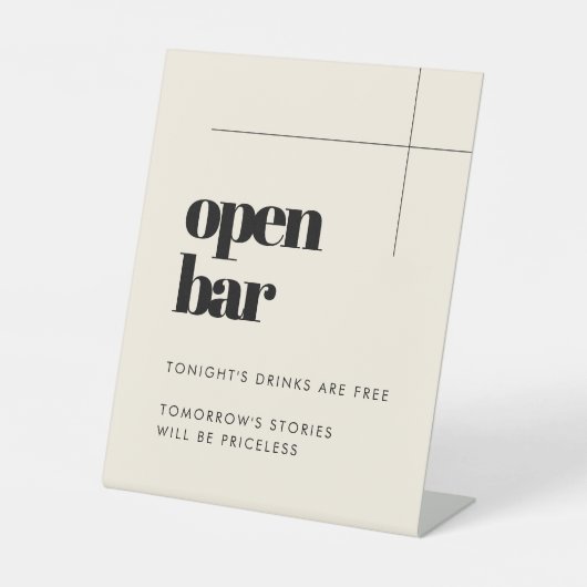 Simple elegant & chic wedding Open Bar Reclamebord Met Voetstuk (Voorkant)