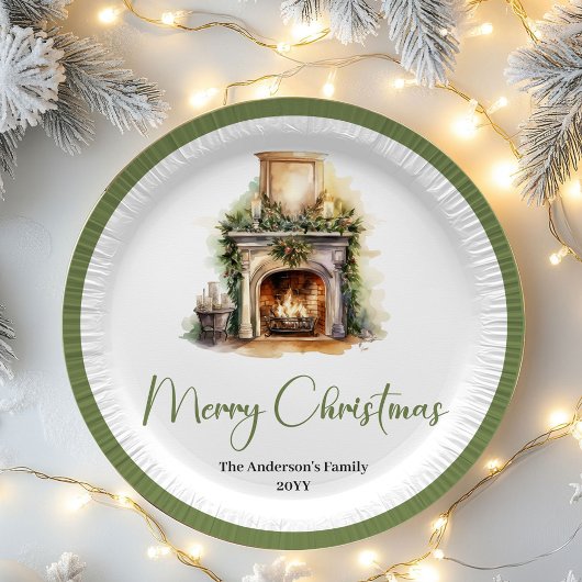Simple Elegant Christmas Custom Name Paper Plates Papieren Bordje