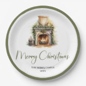 Simple Elegant Christmas Custom Name Paper Plates Papieren Bordje (Voorkant)