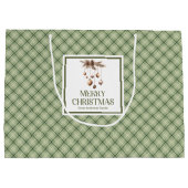 Simple Elegant Christmas Gift Bag Sage Ivory Groot Cadeauzakje (Achterkant)