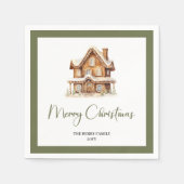 Simple Elegant Christmas House Custom Name Napkins Servet (Voorkant)