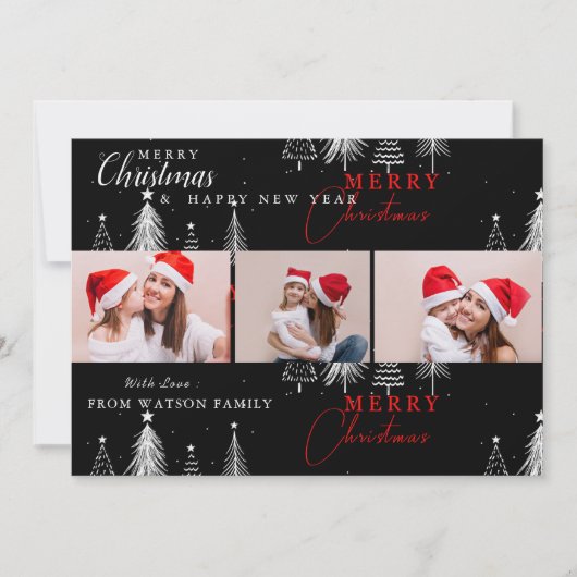 Simple Elegant Christmas Pin Tree Photo Card Feestdagenkaart (Voorkant)