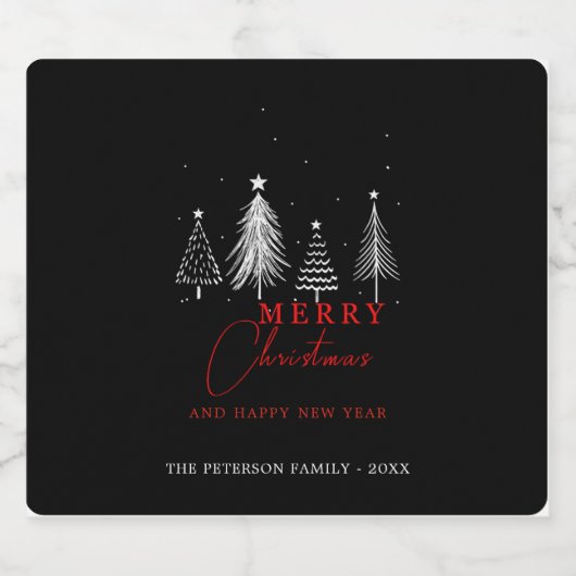 Simple Elegant Christmas Pine Tree Black Likeurfles Etiket (Enkel label)