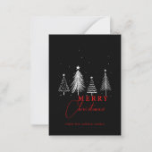 Simple Elegant Christmas Pine Tree Black Mini Notitiekaartje (Voorkant)