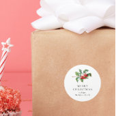 Simple Elegant Christmas Watercolor Botanical Ronde Sticker