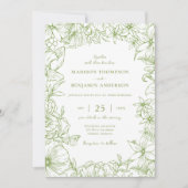 Simple Elegant Citrus Green Floral Garden Wedding Kaart (Voorkant)
