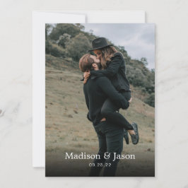 Simple Elegant Classy Black Photo Wedding Kaart