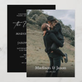 Simple Elegant Classy Black Photo Wedding Kaart (Voorkant / Achterkant)