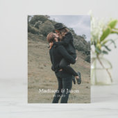 Simple Elegant Classy Dusty Blue Photo Wedding Kaart (Staand voorkant)