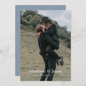 Simple Elegant Classy Dusty Blue Photo Wedding Kaart (Voorkant / Achterkant)