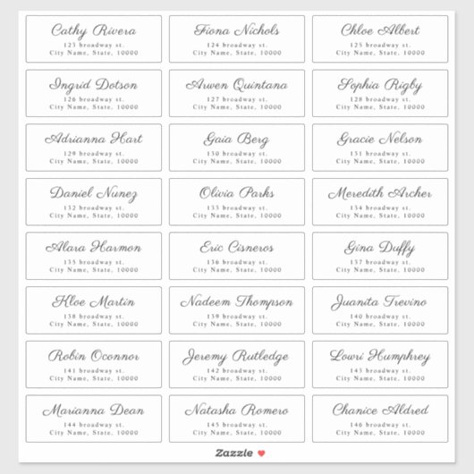 Simple Elegant Classy Script Guest Address Labels (Vel)