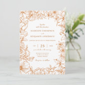 Simple Elegant Copper Floral Garden Wedding Kaart (Staand voorkant)