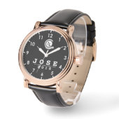 Simple elegant  custom name Monogram  Black Horloge (Hoek)