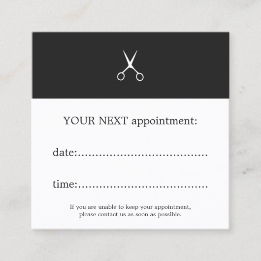 Simple Elegant Dark Grey White Scissors Hair Afsprakenkaartje (Voorkant)