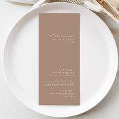 Simple Elegant Dark Taupe Wedding Menu