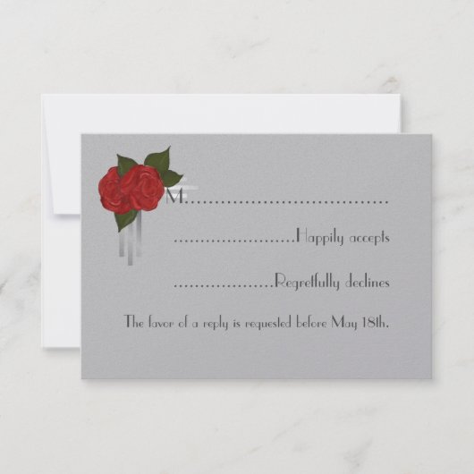 Simple Elegant Deco Roos Wedding Response Kaart (Voorkant)
