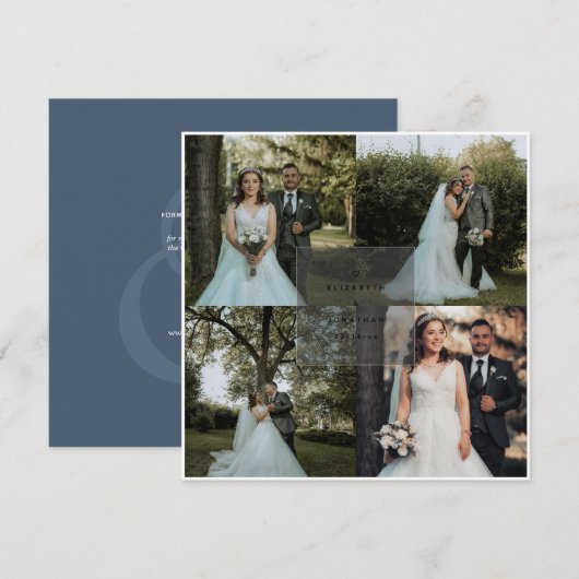 Simple Elegant Dusty Blue Ampersand Photo Wedding Save The Date (Voorkant / Achterkant)