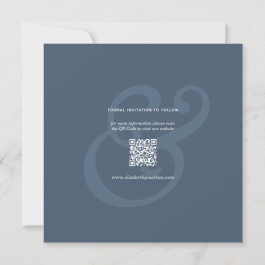 Simple Elegant Dusty Blue Ampersand Photo Wedding Save The Date (Achterkant)