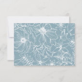 Simple Elegant Dusty Blue Floral QR Code Wedding RSVP Kaartje (Achterkant)