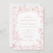 Simple Elegant Dusty Pink Floral Garden Wedding Kaart (Voorkant)