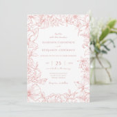 Simple Elegant Dusty Pink Floral Garden Wedding Kaart (Staand voorkant)