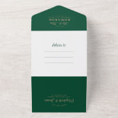 Simple Elegant Emerald Green Gold Photo Wedding All In One Uitnodiging (Buitenkant)