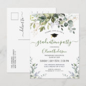 Simple Elegant Eucalyptus Graduation Party Aankondigingskaart (Voorkant / Achterkant)