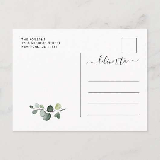 Simple Elegant Eucalyptus Graduation Party Aankondigingskaart (Achterkant)