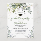 Simple Elegant Eucalyptus Graduation Party Aankondigingskaart (Voorkant)