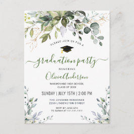 Simple Elegant Eucalyptus Graduation Party Aankondigingskaart