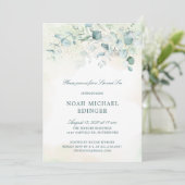 Simple Elegant Eucalyptus Greenery Sip and See Kaart (Staand voorkant)