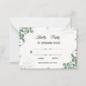 Simple Elegant Eucalyptus Greenery Wedding RSVP Ca Notitiekaartje (Voorkant)