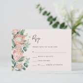 Simple Elegant Eucalyptus Pampas Grass Protea RSVP Kaartje (Staand voorkant)