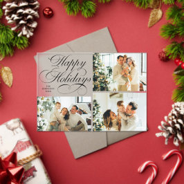 Simple Elegant Family Photo Collage Christmas Card Acryl Uitnodigingen