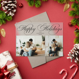 Simple Elegant Family Photo Collage Christmas Card Acryl Uitnodigingen