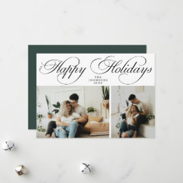 Simple Elegant Family Photo Collage Christmas Feestdagenkaart
