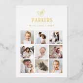 Simple Elegant Family Photo Grid | Kerst van goud Folie Feestdagenkaart (Voorkant)
