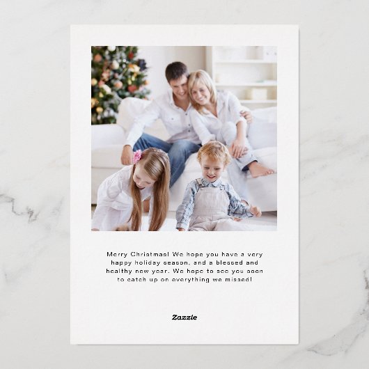 Simple Elegant Family Photo Grid | Kerst van goud Folie Feestdagenkaart (Achterkant)