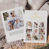 Simple Elegant Family Photo Grid | Kerst van goud Folie Feestdagenkaart