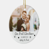 Simple Elegant First Christmas Married Bauble Keramisch Ornament (Rechts)