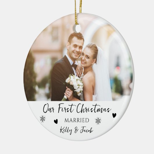 Simple Elegant First Christmas Married Bauble Keramisch Ornament (Links)