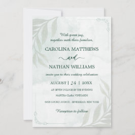 Simple Elegant Floral Corners Wedding Invitation Kaart